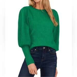 Cece electric green puff sleeve sweater NWT Sz M